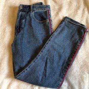 PacSun mom jeans with red stripe